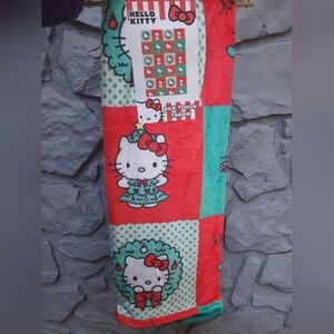 Viral Hello Kitty Red and Green Christmas Patch Throw Blanket 50inch x 70inch